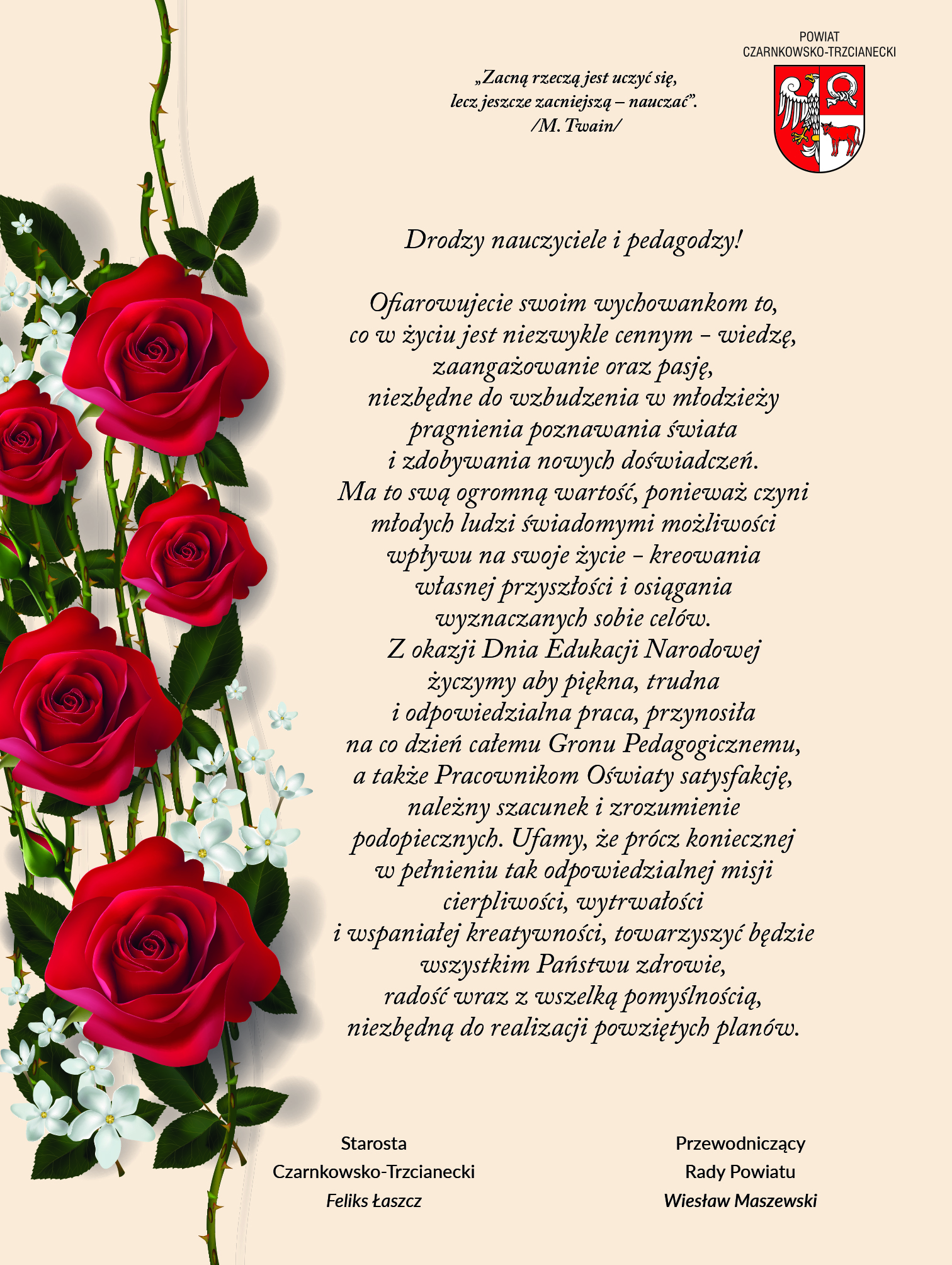 Życzenia z okazji Dnia Edukacji Narodowej